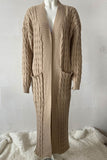IFOMT 2024 New Woman Style sweater Cardigans Pocketed Cable Knit Long Cardigan