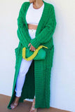 IFOMT 2024 New Woman Style sweater Cardigans Pocketed Cable Knit Long Cardigan