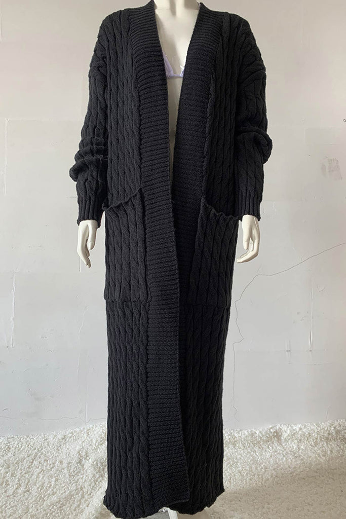 IFOMT 2024 New Woman Style sweater Cardigans Pocketed Cable Knit Long Cardigan