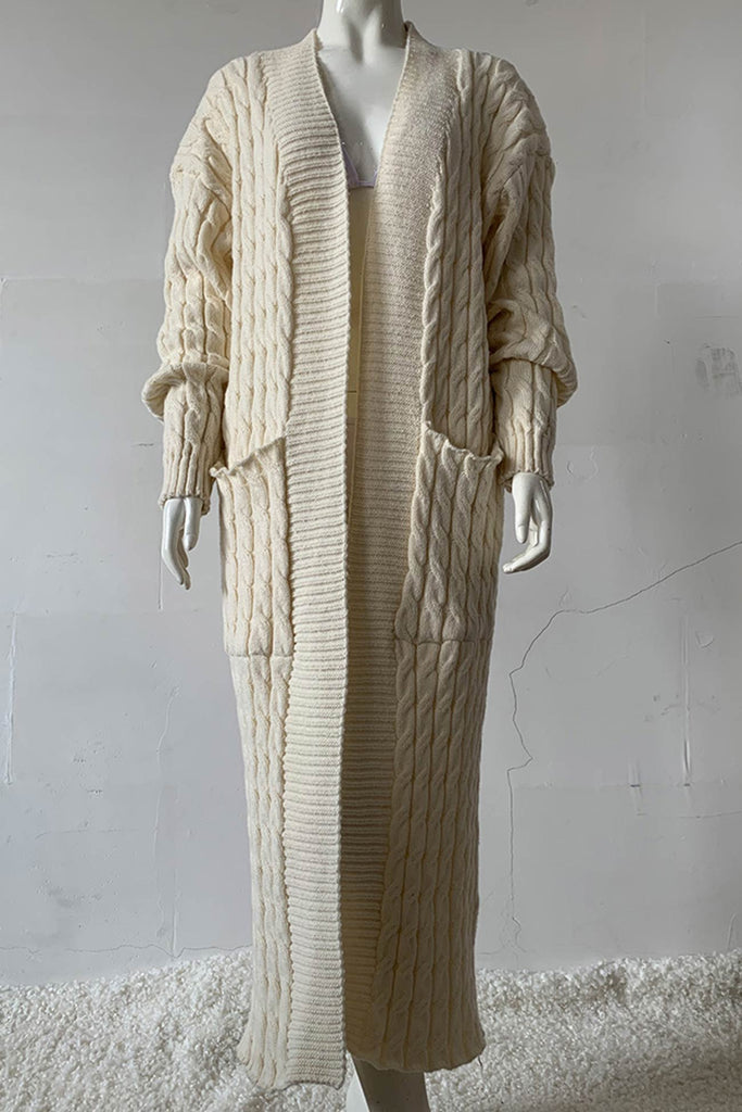 IFOMT 2024 New Woman Style sweater Cardigans Pocketed Cable Knit Long Cardigan