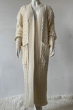 IFOMT 2024 New Woman Style sweater Cardigans Pocketed Cable Knit Long Cardigan