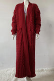 IFOMT 2024 New Woman Style sweater Cardigans Pocketed Cable Knit Long Cardigan