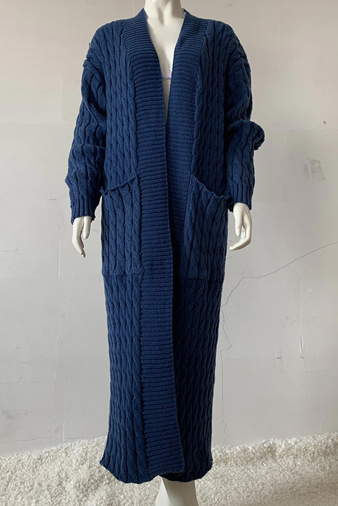 IFOMT 2024 New Woman Style sweater Cardigans Pocketed Cable Knit Long Cardigan