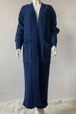 IFOMT 2024 New Woman Style sweater Cardigans Pocketed Cable Knit Long Cardigan