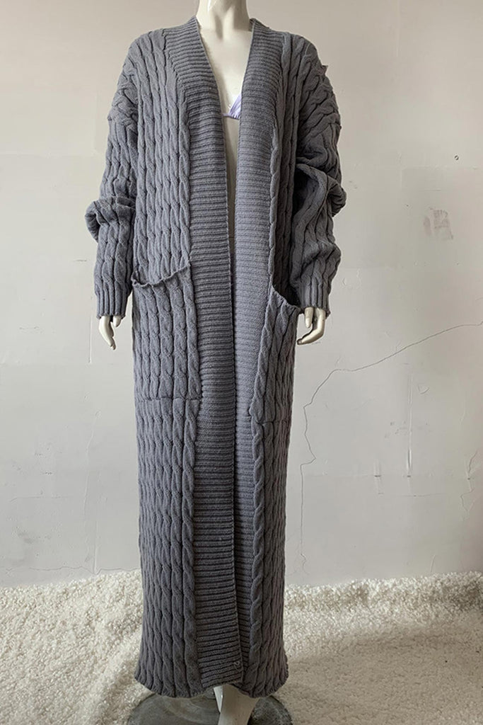 IFOMT 2024 New Woman Style sweater Cardigans Pocketed Cable Knit Long Cardigan