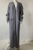 IFOMT 2024 New Woman Style sweater Cardigans Pocketed Cable Knit Long Cardigan