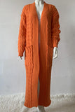 IFOMT 2024 New Woman Style sweater Cardigans Pocketed Cable Knit Long Cardigan