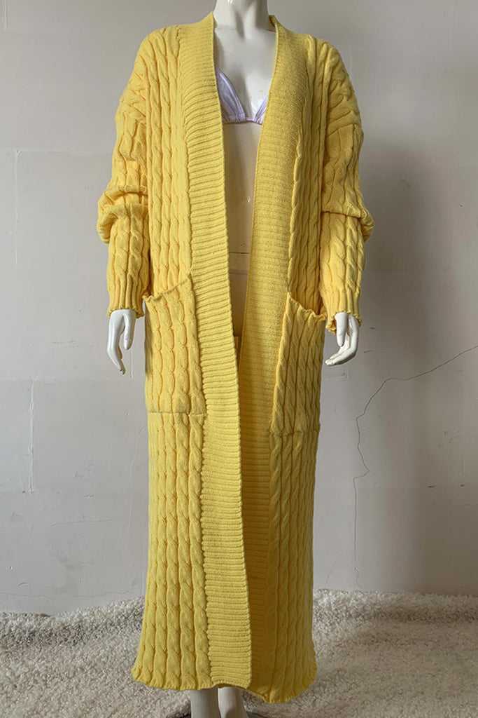 IFOMT 2024 New Woman Style sweater Cardigans Pocketed Cable Knit Long Cardigan