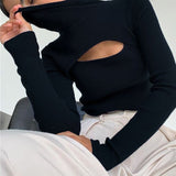 2022 Fashion Winter Knitted Sweater Pullover Women Clothes Turtleneck Long Sleeve Crop  Slim Solid Hollow Out Sweater Vestidos