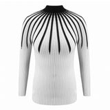 2021 Autumn Winter Basic Turtleneck Knitting Long Sleeve Sweaters Women's Stripe Pullovers Fashion  Minimalist Cheap Tops