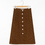 Ifomt High Waist Midi Pencil Skirts Womens Vintage Dot Summer Skirt Wonen Button Chiffon Women Skirt Summer Woman Skirts