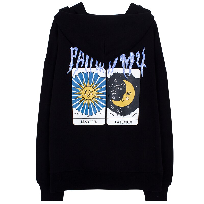 Ifomt Aesthetic Gothic Streetwear Sun And Moon Graphics Print Pullover Sweatshirt Hip Hop Casual Loose Women Hoodie Fall 2023 Outfits