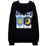 Ifomt Aesthetic Gothic Streetwear Sun and moon Graphics Print Pullover Sweatshirt Hip Hop Punk Harajuku Fun Casual Loose Women Hoodie