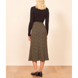 Ifomt Skirts Womens Midi Elegant Vintage Print High Waist Skirt Summer Clothes Women Fashion Back Zipper Calf Length Long Skirts