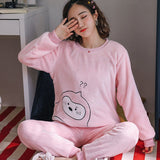 Ifomt 2022 Autumn Winter Pajamas Set Women Sleep Shirt & Pant Set Sleepwear Warm Flannel Nightgown Female Cartoon Bear Animal Pijamas