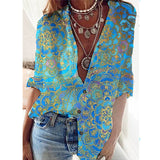 2022 loose women blouse fashion casual v-neck long-sleeved women shirt tops summer women blouses