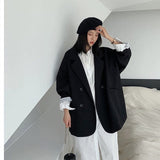 Ifomt Back to college Blazers Women Minimalist Solid Outwear Loose Elegant Retro Official Fashion High Street Feminine All-Match Spring Comfortable