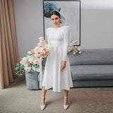 Ifomt Sexy O-Neck A-Line Backless Midi Dress Autumn Elegant Folds Puff Sleeve High Waist Long Party Dresses For Women