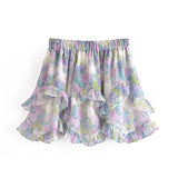 Ifomt 2023 Summer Beach Style Elastic Holiday Floral Ruffle Woman Skirtss Beach Vocation Ladies Mini Skirts
