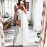 IFOMT  Summer Tunic Maxi Dress V Neck Femme Elegant Ruffles Party Long Dresses Spaghetti Strap Elestic Casual Vestidos Mujer