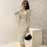 3 Pieces Set Women Knitted Sling + Cardigan And Pencil Skirts Casual Simple Office Lady Skirt Suit