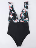 2023   V-Neck Swimsuit One Piece Ruffle Swimwear Female Floral Bathing Suit Women Printed Swimming Summer Beach Wear