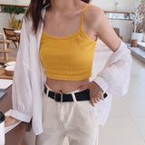 Ifomt Fashion Knitted Sexy Solid Summer Camis Women Crop Top Female Camisole Casual Tank Tops Girl Vest Sleeveless Streetwear Club