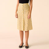 Ifomt Skirts Womens Summer Floral Print Chiffon Midi Skirt High Waist Back Tie Button Up Vintage Elegant Pencil Skirt Clothes