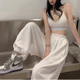 Back to college Casual Pants Women Spring Loose Pure Color All-Match Mujer Full Length Chic Girlfriend Fashion Trousers Ladies Cool High Street