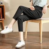 Back to college Casual Pants Women Spring Office Lady Elegant Ankle-Length Harem Trousers Trendy Simple Leisure High-Waist Chic All-Match Female