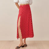 Ifomt Skirts Womens Fashion Women Fruit And Floral Print Vintage Elegant Long Skirt High Waist A Line Sexy High Slit Midi Skirt