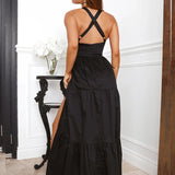 IFOMT Black slip dress 2024 new spring waist slimming ins dress long skirt