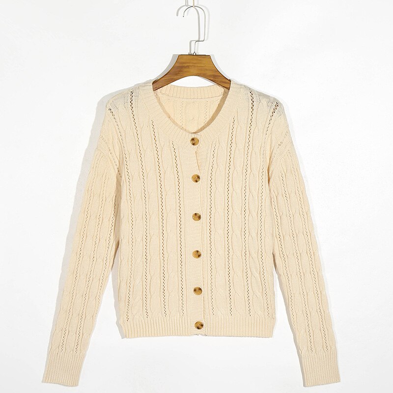 Ifomt Autumn Winter Knitted Cardigan Women Chic Cable Knit Sweater Women Single Breasted Cozy Casual Cardigans Knitwear Sweaters