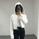 Ifomt Hoodies Women Hooded Solid Short Style Zipper Slim Harajuku Chic Trendy Simple All-match Thin Long Sleeve Fall 2023 Outfits