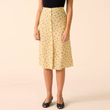 Ifomt Woman Skirts Elegant Vintage Floral Print Chiffon Midi Skirt Summer Skirts Womens High Waist Tie Front Buttons Pencil Skirt