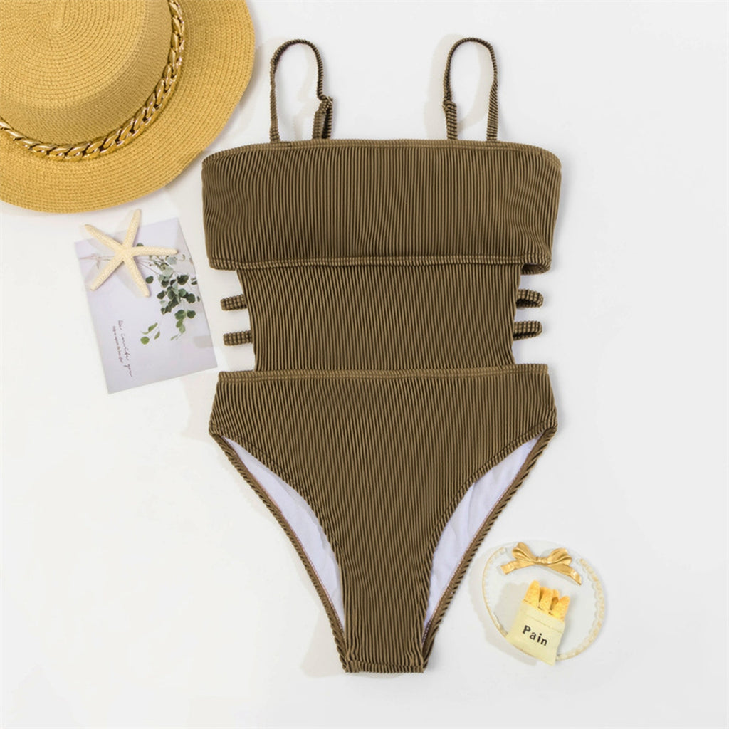 2023 Women One Piece Swimsuit Female Bandeau Solid Swimwear For Women Backless Bathing Suit Swimming Suit Beachwear Monokini