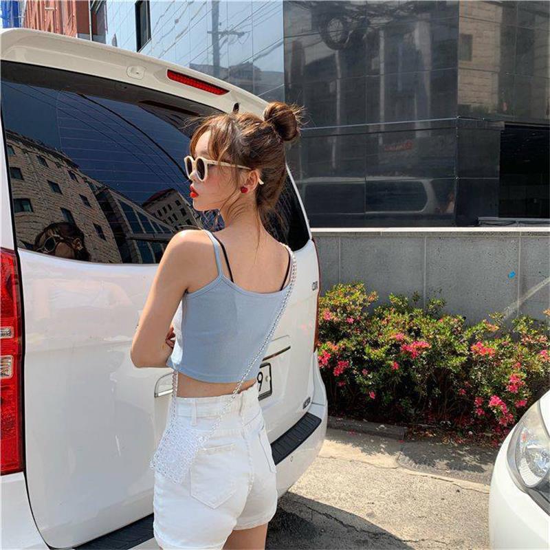 Ifomt Fashion Knitted Sexy Solid Summer Camis Women Crop Top Female Camisole Casual Tank Tops Girl Vest Sleeveless Streetwear Club