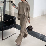 Ifomt  Elegant Thicken Ladies Knitted Trouser Set Long Sleeve Sweater & Sleeveless Vests & Drawstring Pants Women 3 Pieces Set