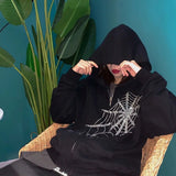 Ifomt Rhinestone Skeleton Sweatshirts Women Y2K Grunge Gothic Tops Hooded Jacket Vintage Harajuku Long Sleeve Zip Up Streetwear Hoodie