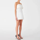 IFOMT Sexy hottie style strapless tight skirt pleated white dress with buttocks on camera