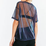 2023 Ifomt New Fashion Summer Women Hollow Transparent Round Neck Short Sleeve T-shirt Tops see through t shirt harajuku tshirt