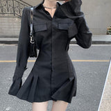 2022 Ifomt Black Fairy Grunge Dress for Women Dark Aesthetic Japanese Harajuku Mini Dresses Y2k Emo Alternative Clothes Korean Fashion