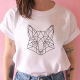 2022 Ifomt Casual Funny t shirt Geometric fox Print Women tshirt Gift Lady Yong Girl Top Tee Harajuku T Shirt Korean Tops Kawaii Streetwear