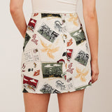 Ifomt Skirts Womens High Waist Pencil Mini Skirt Summer Woman Skirts Fashion Vintage Print Linen Skirt Women Clothes Femme Jupes