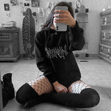 Ifomt Punk Goth Letter Print Hip-Hop Hooded Sweatshirt Vintage Kpop Loose Casual Women Moletom Harajuku Streetwear Pullover Sweatshirt