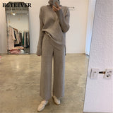 Ifomt  Autumn Winter Thicken Knitted 2 Pieces Set Women Turtleneck Pullover Sweater & Wide Leg Pants 2022 Sweater Set Female