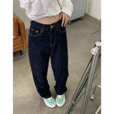 Ifomt Vintage High Waist Women Blue Jeans Korean Fashion Streetwear Wide Leg Jean Female Denim Trouser Straight Baggy Mom Denim Pants