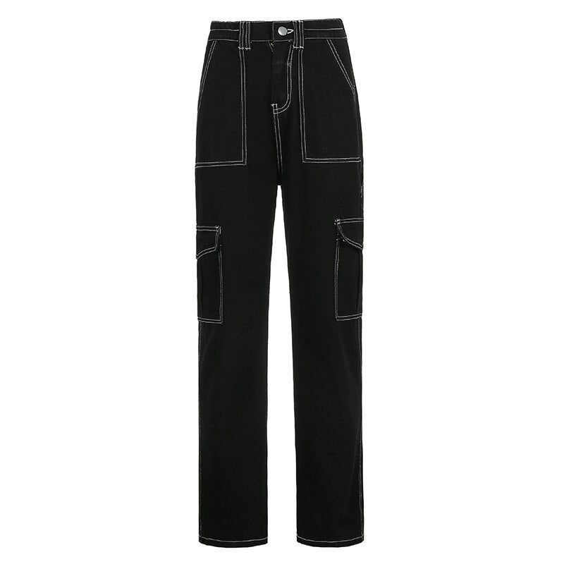 Ifomt Jeans Women High Waist Pants Women Slim Denim Pocket Trouser Elastic Cargo Pant Girl Fashion Jeans Harajuku Style Pants