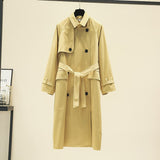 Ifomt UK Brand new Fashion 2023 Fall /Autumn Casual Double breasted Simple Classic Long Trench coat with belt Chic Female windbreaker