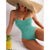2023 Women One Piece Swimsuit Female Bandeau Solid Swimwear For Women Backless Bathing Suit Swimming Suit Beachwear Monokini